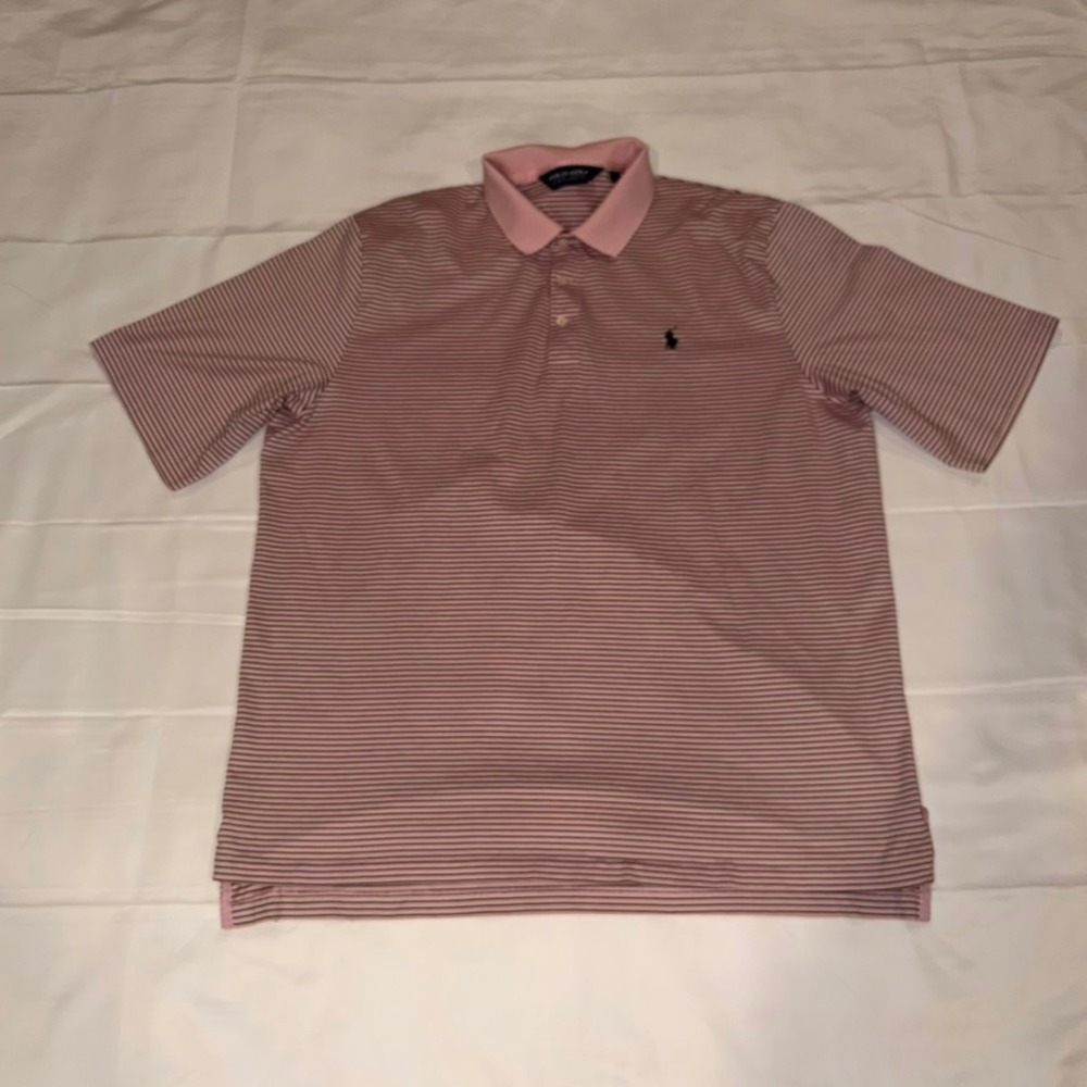 Polo Golf Ralph Lauren Polo Shirt Mens XL Pink Striped Pima Cotton Short Sleeve